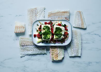 Norwegian Clipfish with Pesto