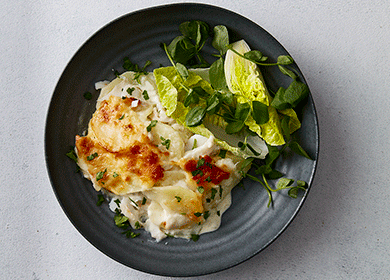 Norwegian haddock mornay potato bake 