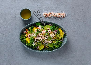 Norwegian prawn salad with avocado and mango