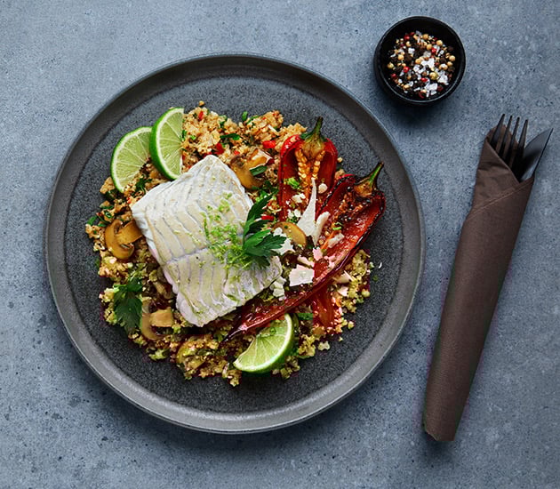 Cauliflower risotto with pan-fried Norwegian saithe