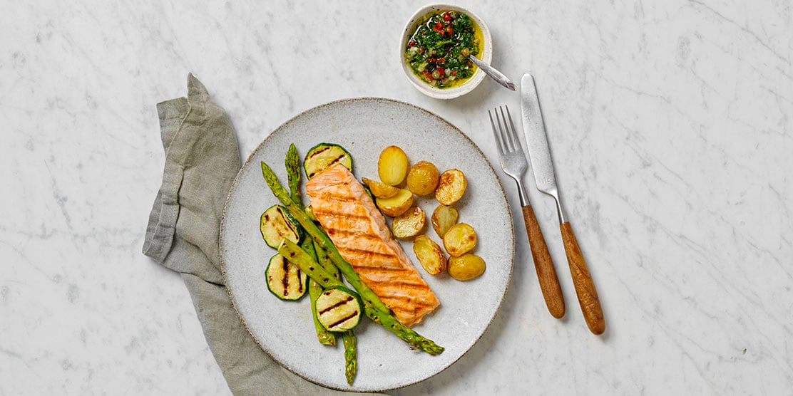 Pan fried Norwegian Salmon with Salsa Verde