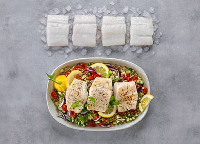 Norwegian Skrei with quinoa and mint chutney