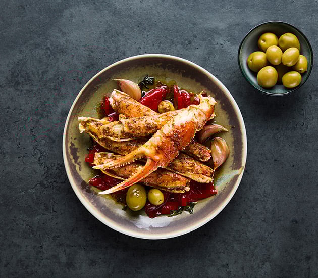 Norwegian snow crab with Spanish flavours